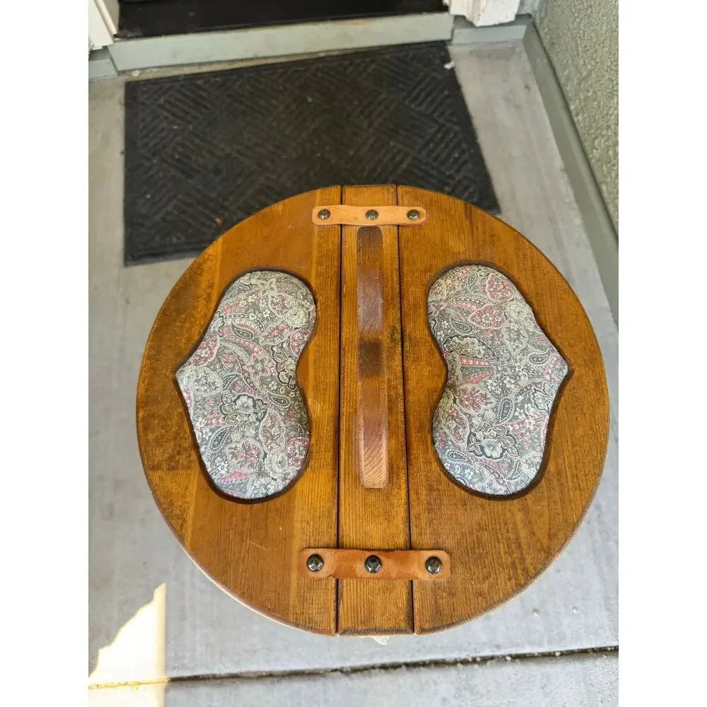 vintage crate bucket basket featuring heart-shaped handle split lid floral
